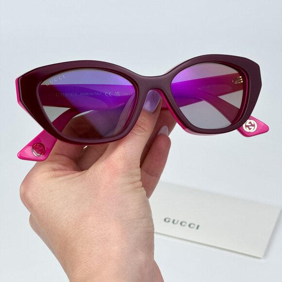 Gucci GG1638S 003 BRAND NEW Sunglasses Burgundy Fuchsia Red Mirrored Women main image 10
